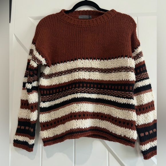 Elsamanda Sweaters - 🆕 Elsamanda Elegant Brown and Cream Striped Sweater